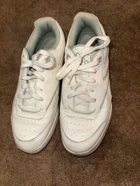 Reebok cream Leather Sneakers with Mint Trim